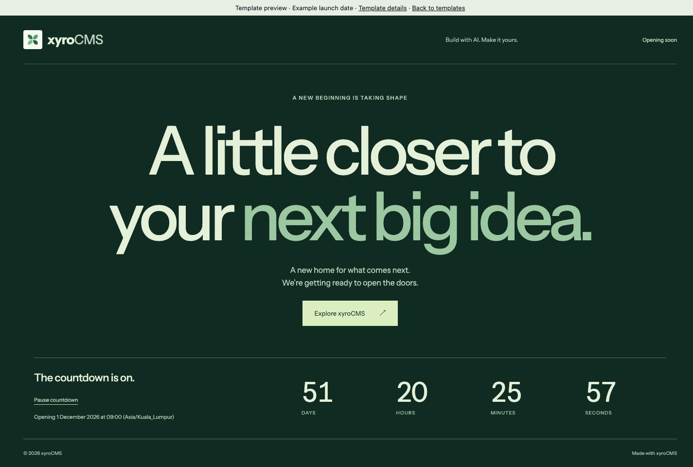 Complete desktop page of First Light, from header to footer